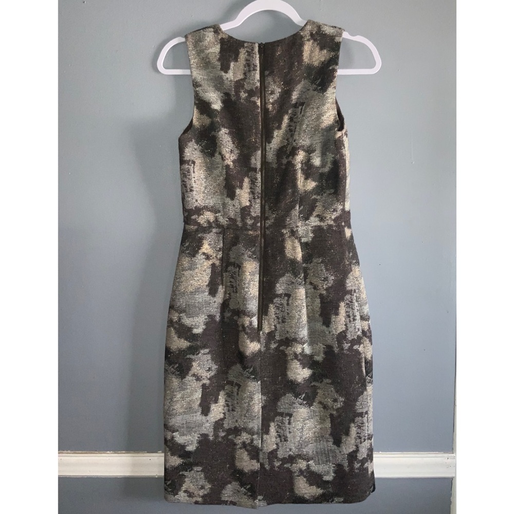 Banana Republic Brown Tan Wool Blend Metallic Sleeveless Sheath Career Dress 2 - Picture 4 of 13